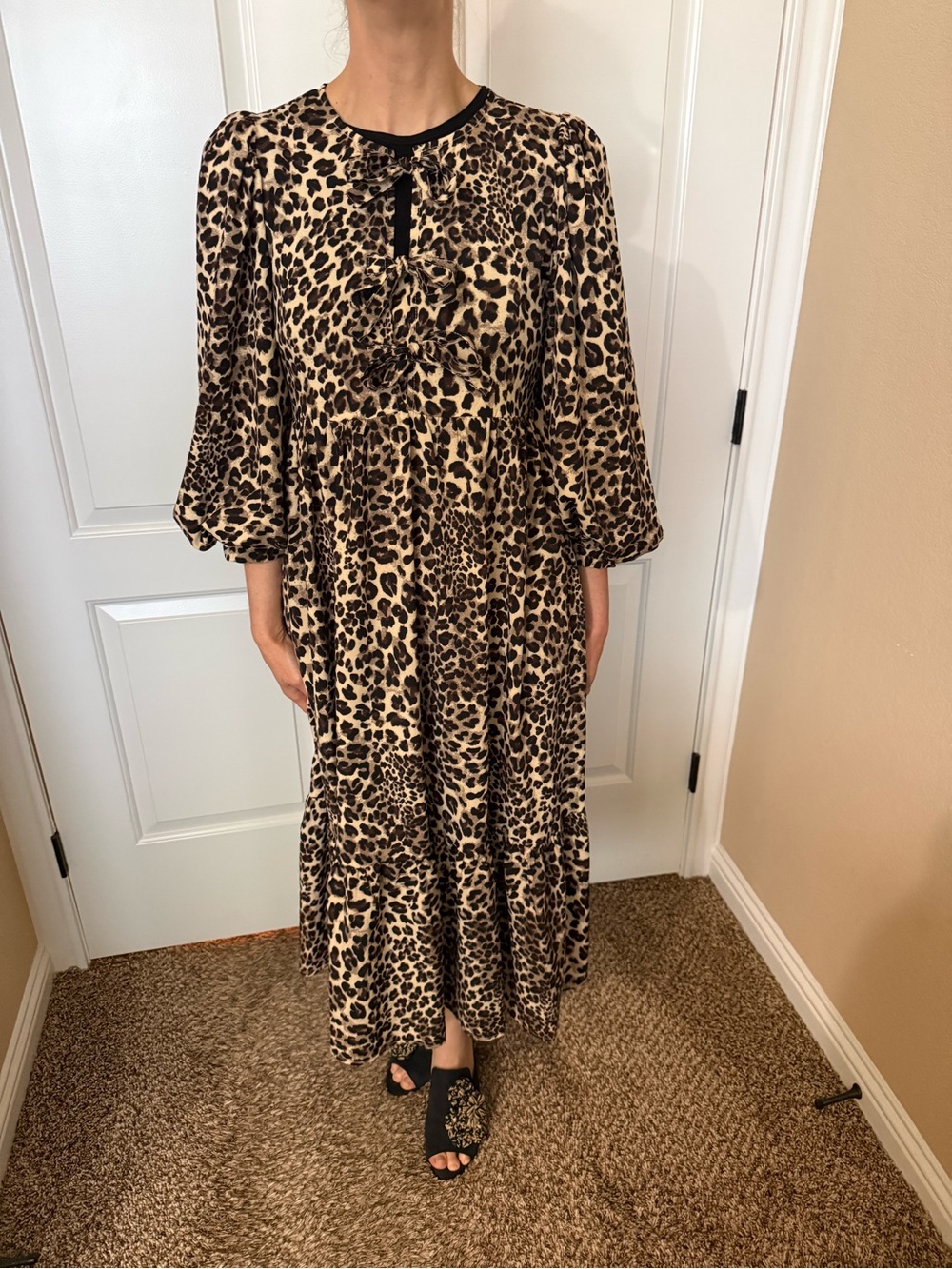 JODIFL Leopard Print Maxi Dress in Tan and Black